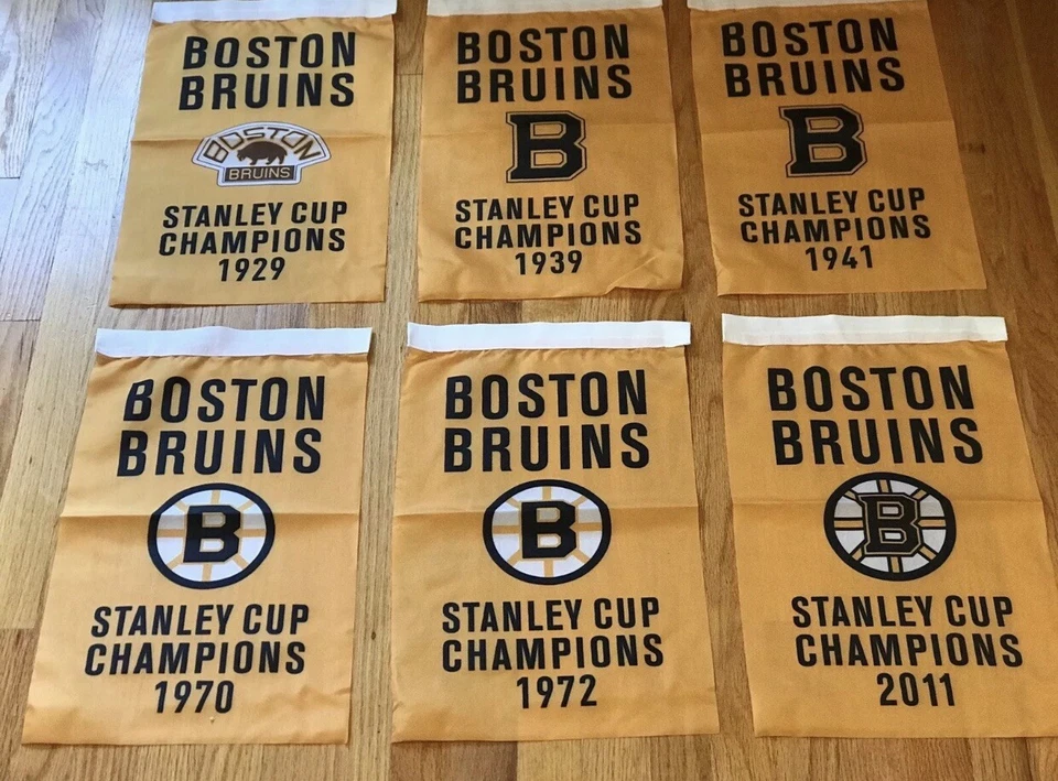 Set Boston Celtics Bruins Red Sox Patriots Championship Banners/Flags 39 Pc Lot - Image 2 of 4