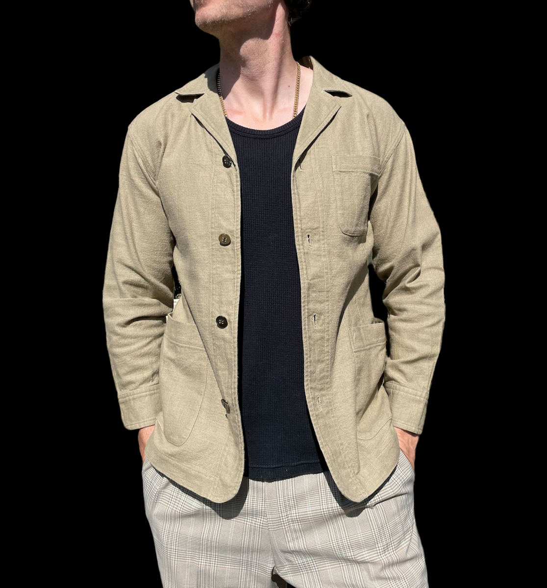Men's Unisex Issey Miyake PLANTATION Tan Denim Button-Up