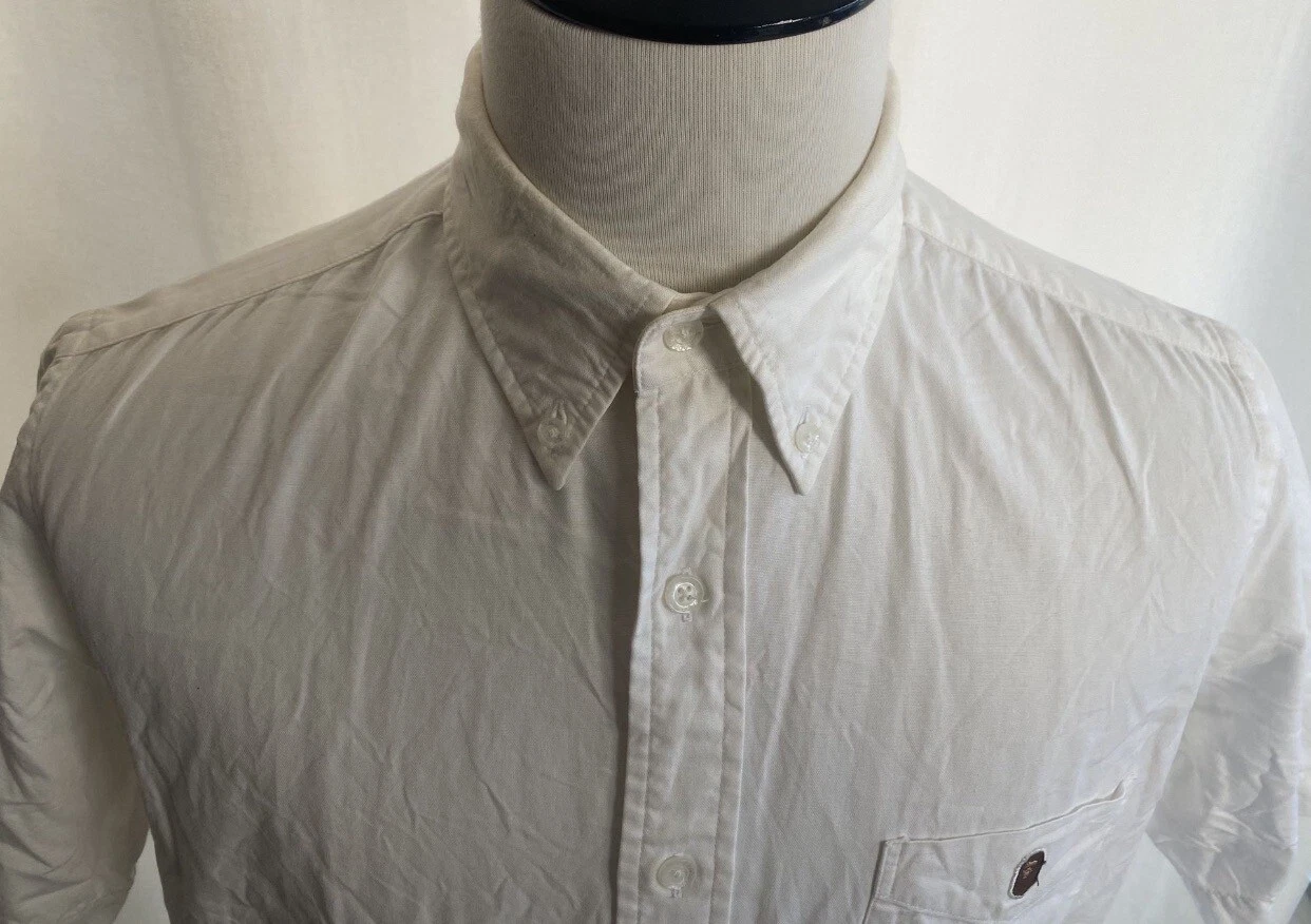 A BATHING APE (BAPE) Camicia abito vintage Bape A Bathing Ape Classics bianca manica corta XL abbottonata