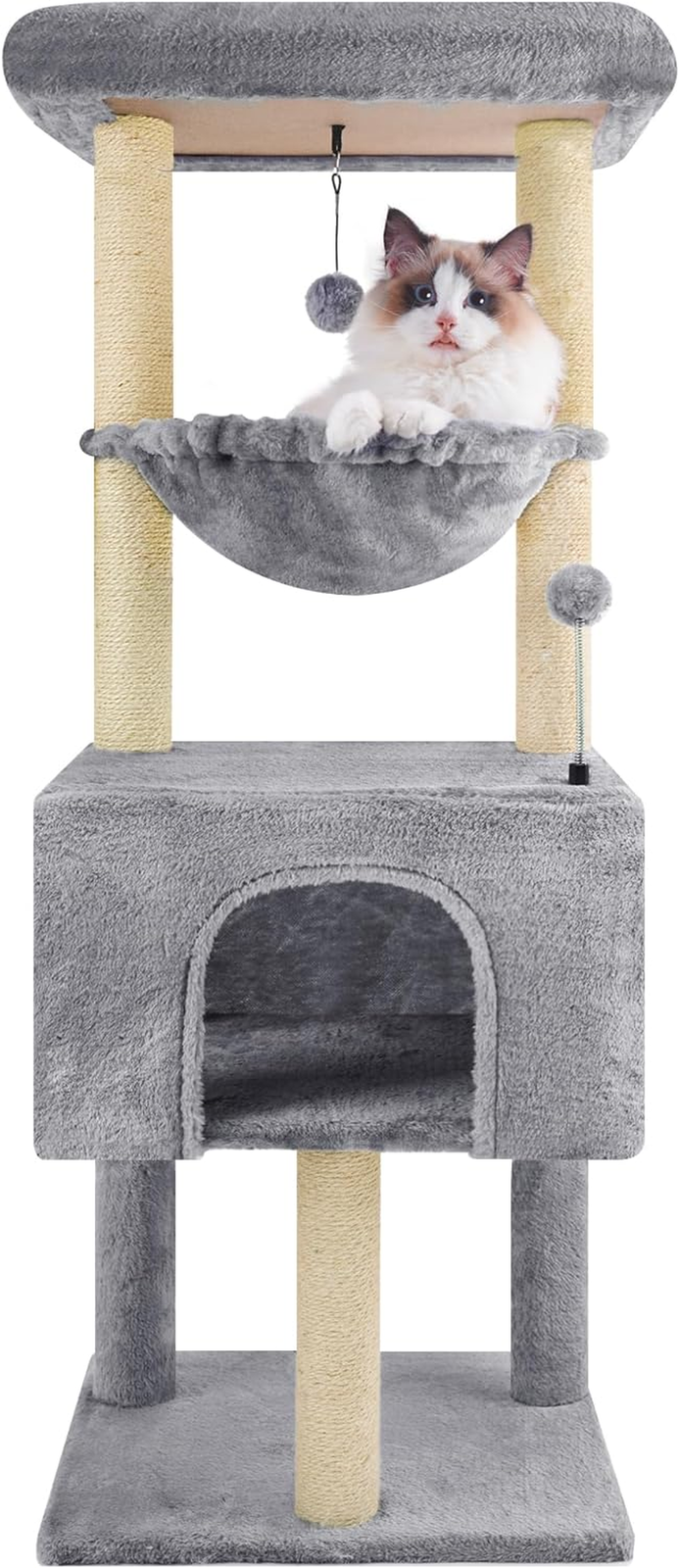 110Cm Cat Tree Tower with Sisal Scratching Posts for Indoor Cats,Cat Tower with