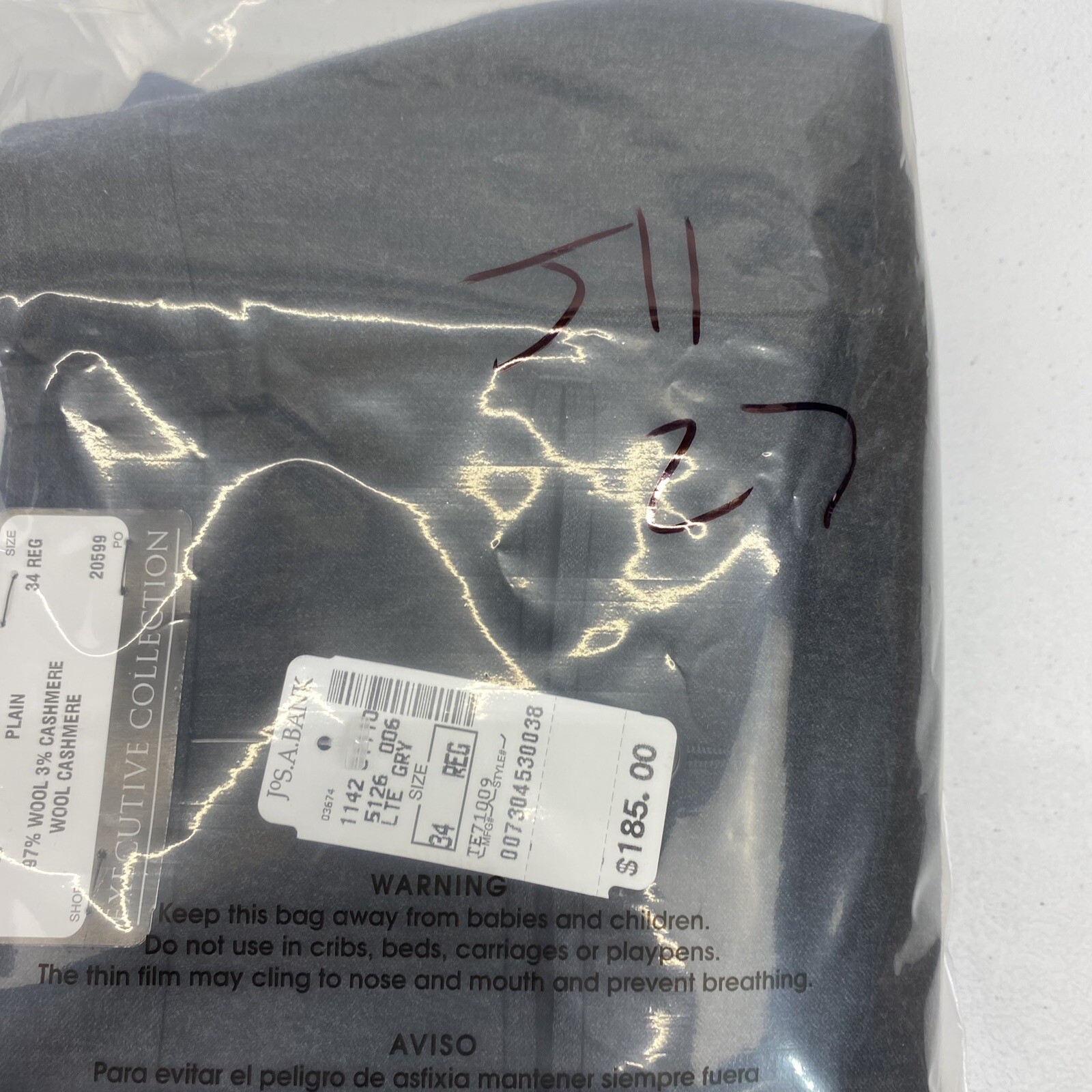 Jos A Bank Executive Mens Size 34x36 Wool Cashmere Blend Dress Pants