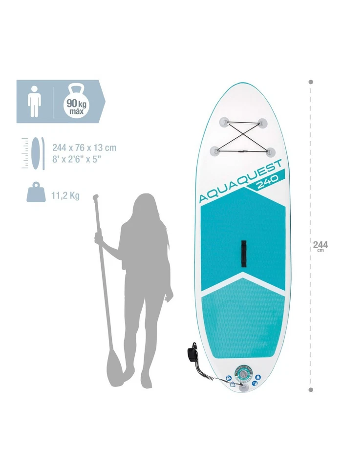 INTEX AquaQuest SUP Stand Up Paddle Surf Board aufblasbar Paddling Paddelboard - Bild 2 von 4