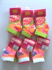 Lot 6 pk 18 pr Sonoma Socks Low Cut 11-5 Medium Neon Tie Dye Girls Children Kids