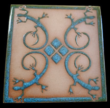 Southwestern Studio Pottery Gekko 5 Square Ce...