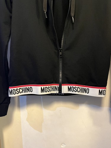 Moschino Womens Black Logo Tape Cropped Hoodie Size S UK 10 BNWT - Picture 5 of 9
