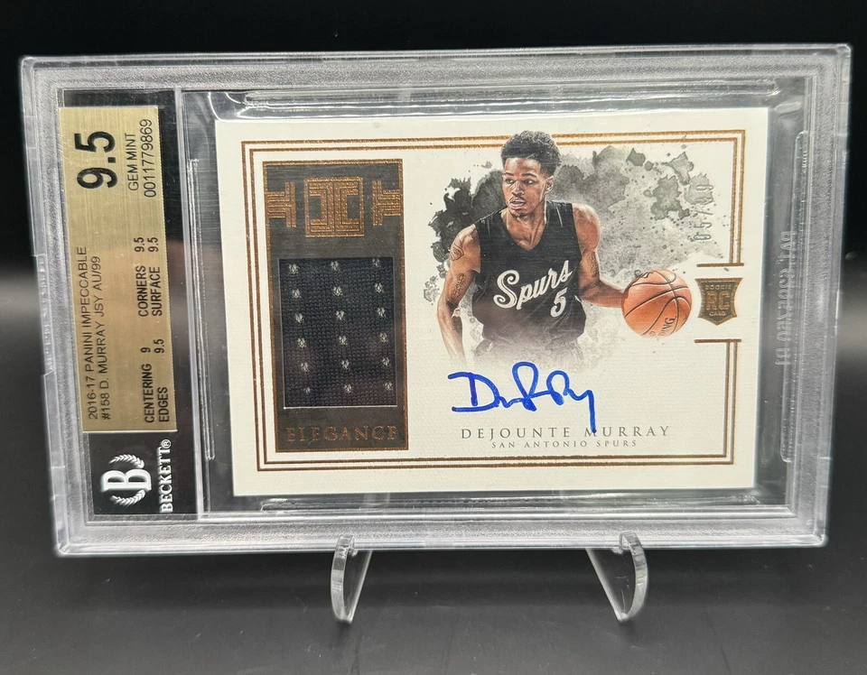 2016-17 Panini Impeccable Elegance Jersey Autograph Dejounte Murray /99 Patch RC - Image 2 of 3