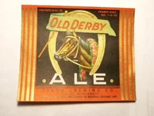 1930's OLD DERBY ALE  12 oz label U-7-U-757  RIPON, WISCONSIN