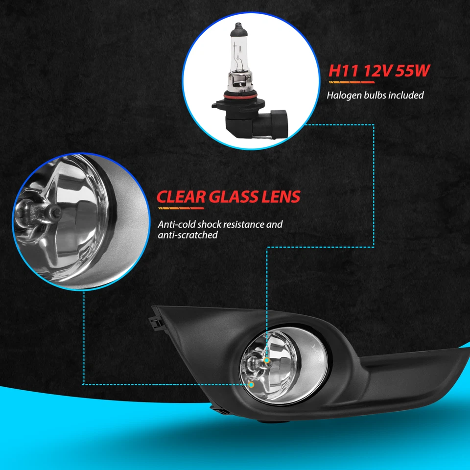 Fog Lights Assembly for 2013 2014 2015 Nissan Altima Sedan with Switch&Wiring - Image 3 of 4