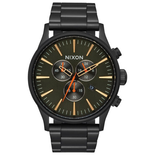 Reloj para hombre Nixon reloj centinela esfera negra IP pulsera de acero inoxidable A3861032 - Imagen 1 de 3