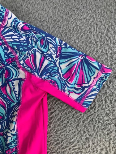 Lilly Pulitzer Target Rash Guard Girls Small 6/6x Blue Pink Floral Short Sleeve - Picture 5 of 16