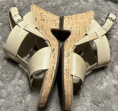 Clarks Rose bequeme beige Leder Slingback Kork Keilabsatz Sandalen 35812 Damen 7M - Bild 9 von 19