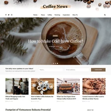 Coffee News Website Design with Free VPS Web Hosting and Installation