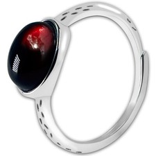 Cherry Amber Oval Ring 925 Silver Handmade Adjustable Band for Women Gift