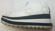 Stella McCartney Sz 37.5 Sneak-Elyse White Women's Platform Shoes 501742 Neon 