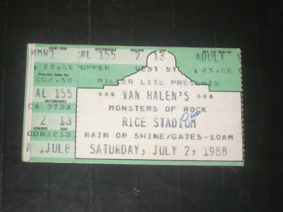 VAN HALEN 1988 TEXXAS JAM TICKET STUB**MONSTERS OF ROCK*METALLICA