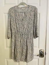 "LOFT" MULTICOLOR PRINT LONG SLEEVES SHIRTTAIL DRESS SIZE: M