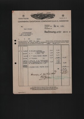 CHEMNITZ, Rechnung 1931, Continental Caoutchouc Compagnie GmbH Auto-Reifen