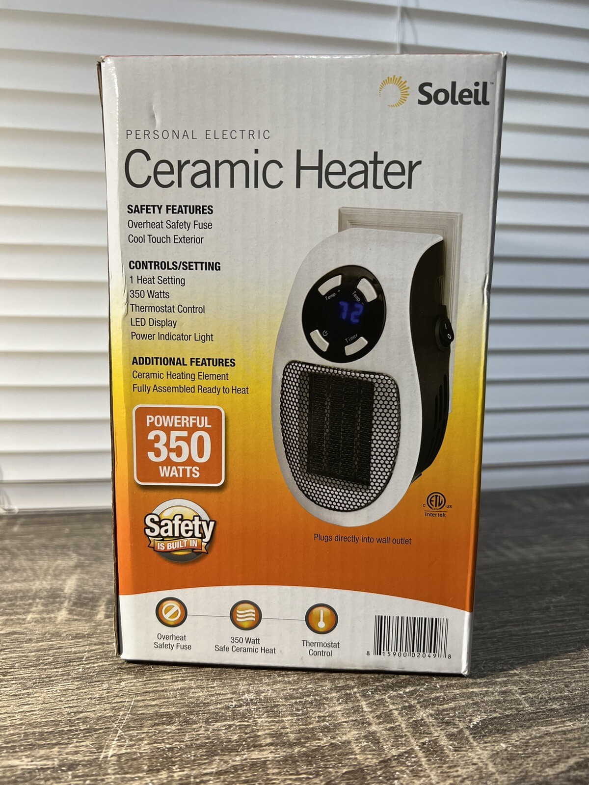 Soleil Electric 350W Personal Ceramic Heater:Powerful,safe coolTouch  Outer,WHITE | eBay