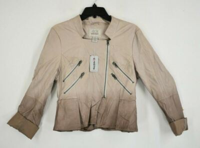 BKE Womens Two Tone Mock Collar Jacket Slant Zip Front Long Sleeve Size Medium