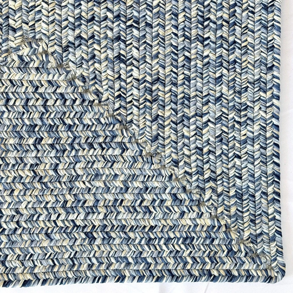 Alfombra trenzada rectangular concéntrica interior/exterior Capel Rugs frente al mar mar cobalto Foto 3 de 4