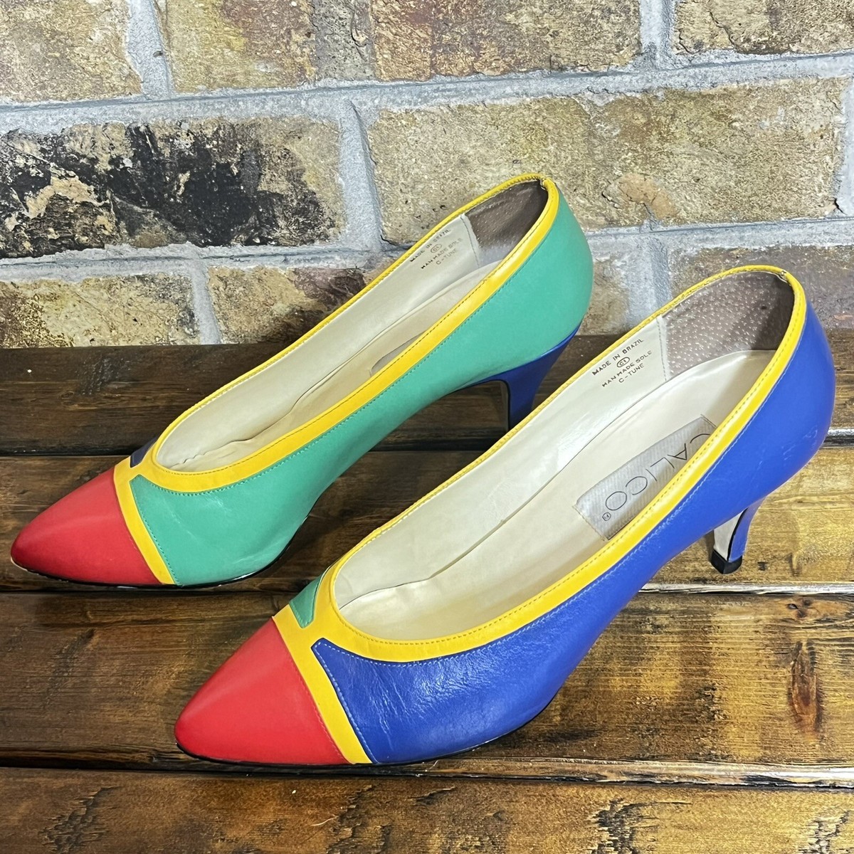 1980s Colorful Heels By Calico Size 8.5 Womens Vintage Pumps 1980s Colorful Heels By Calico Size 8.5 Womens Vintage Pumps