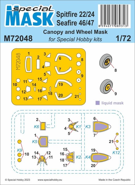 MW22 Special Hobby M72048 Spitfire MK.22/24 AND Seafire MK.46/47 Mask 1/72 Mask-image