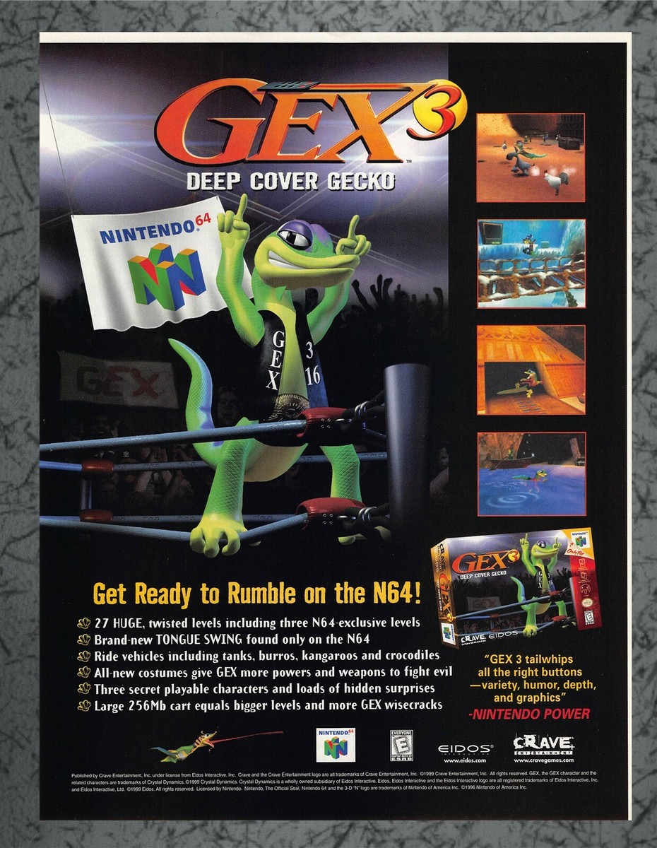 Gex 3 Nintendo 64 N64 Print Ad Original Art 7.75x10.50 | eBay