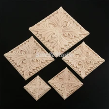 4x Unpainted Woodcarved Square Corner Onlay Appliques Cabinet Door Window Decal