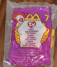 Vintage McDonald's TY Beanie Babies Strut the Rooster With Errors 1993 Tag