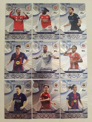 Match Attax Extra 25/26 Alle 9 Platinum Pull Set Full 2025/2026 Champions League