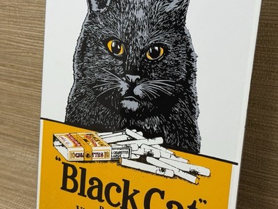 VINTAGE BLACK CAT CIGARETTES PORCELAIN SIGN ROAD GAS STATION CAMEL
