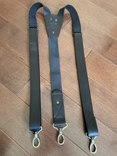 Pohvalin Black Leather Suspenders Carabines Clips