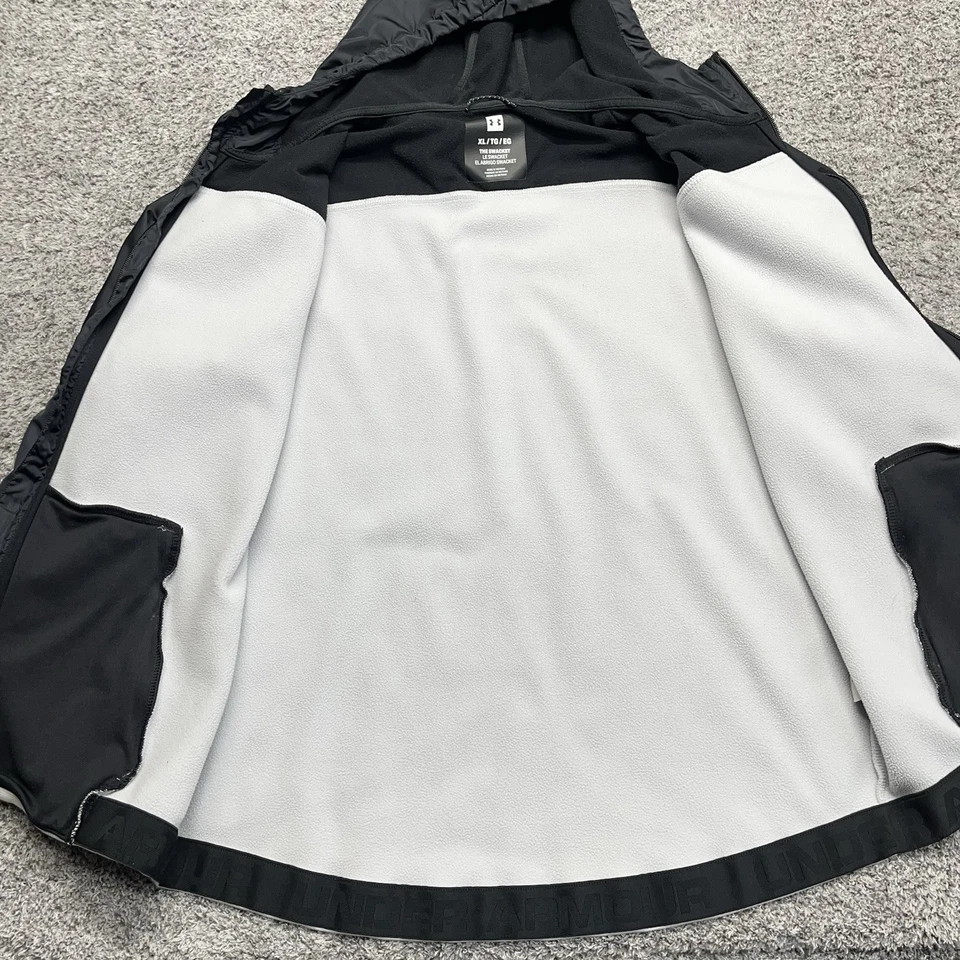 Under Armour Swacket Hombres XL Blanco Negro Cremallera Completa Sudadera con Capucha Chaqueta Manga Larga Foto 3 de 4