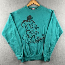 Vintage Minnie Mouse Raglan Sweatshirt Adult XL Teal Puff Print 80s Disney