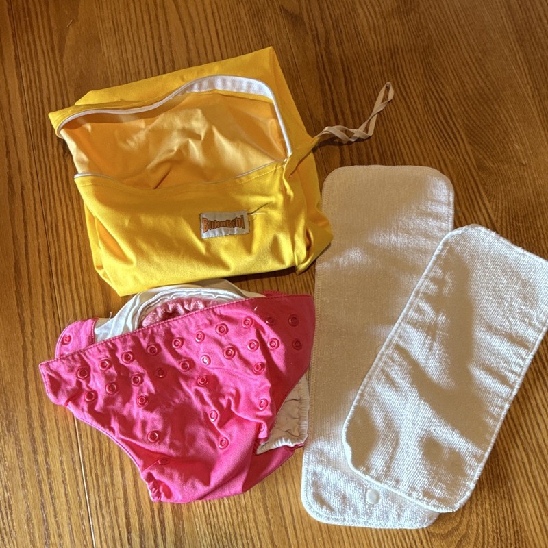 bumGenius Reusable Pocket Cloth Diaper Pink/Yellow/White One Size w/ Inserts