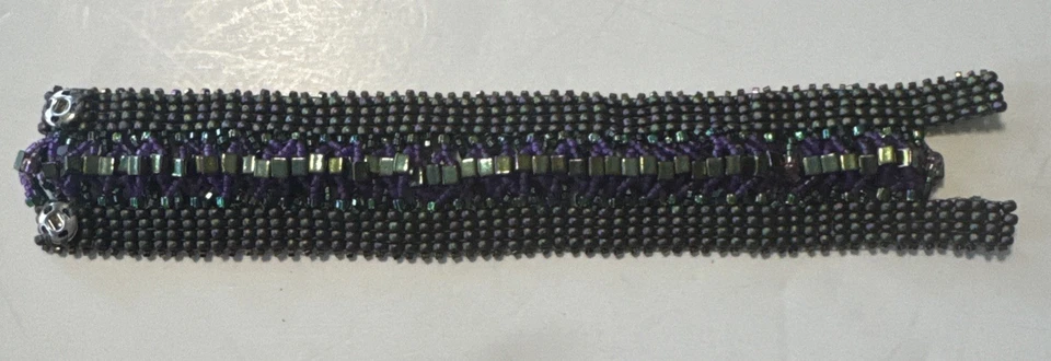 Beautiful Turquoise And Purple Beaded Bracelet With Snap Closure - Image 2 of 2