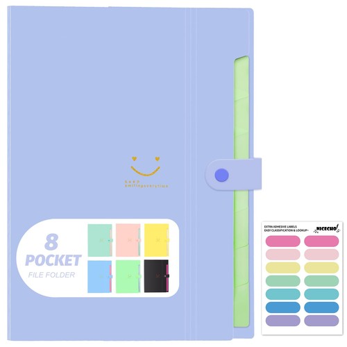 Expanding File Folder, 8 Pockets Accordion File Organizer, A4 Letter Size Pap...