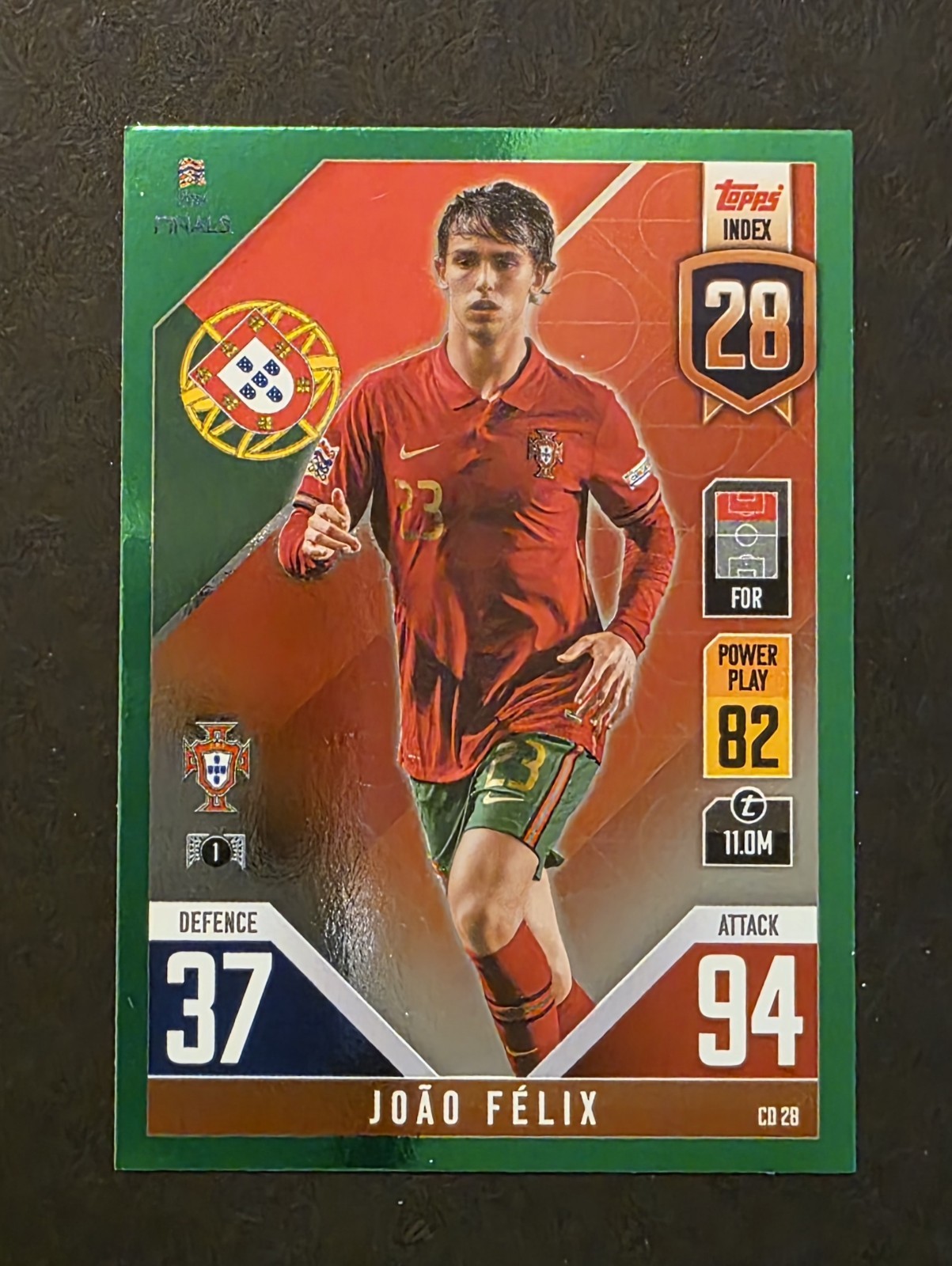 2022 Match Attax 101 Nations League Shield Green Parallel - Joao Felix #CD 28 A+