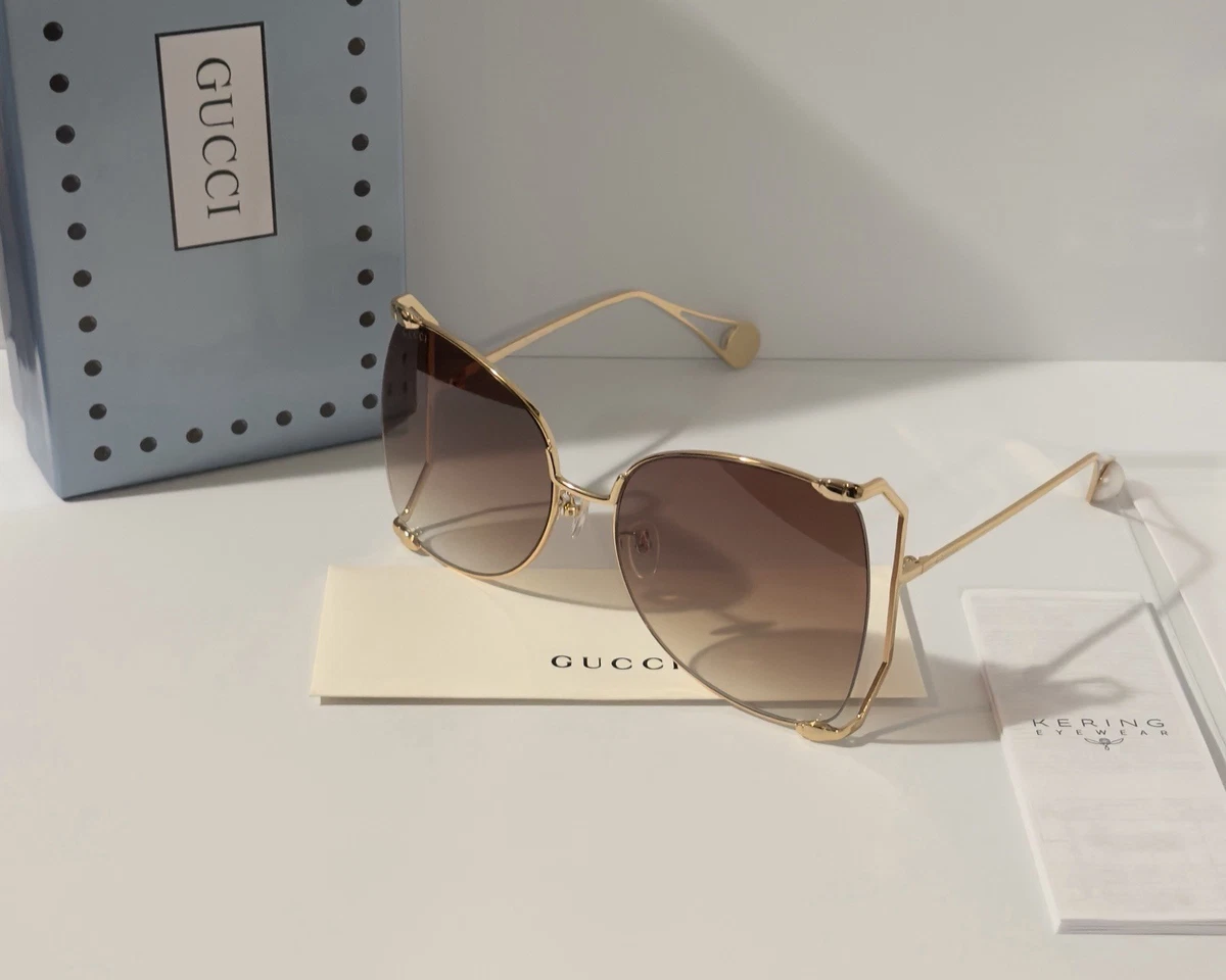 NEW Gucci Brown Grey Butterfly Women\'s Sunglasses Gucci Brown Shaded Butterfly Ladies Sunglasses GG0459S 002  main image 2
