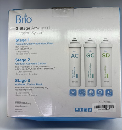 Brio 3 Stage Advanced Filtration System NFLUSFQ300 Legacy filter series -Sealed! - Picture 3 of 10