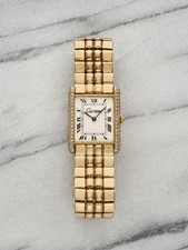 Vintage 1980s Cartier Tank Louis 81086 18K YG White Dial Diamond Quartz 23mm