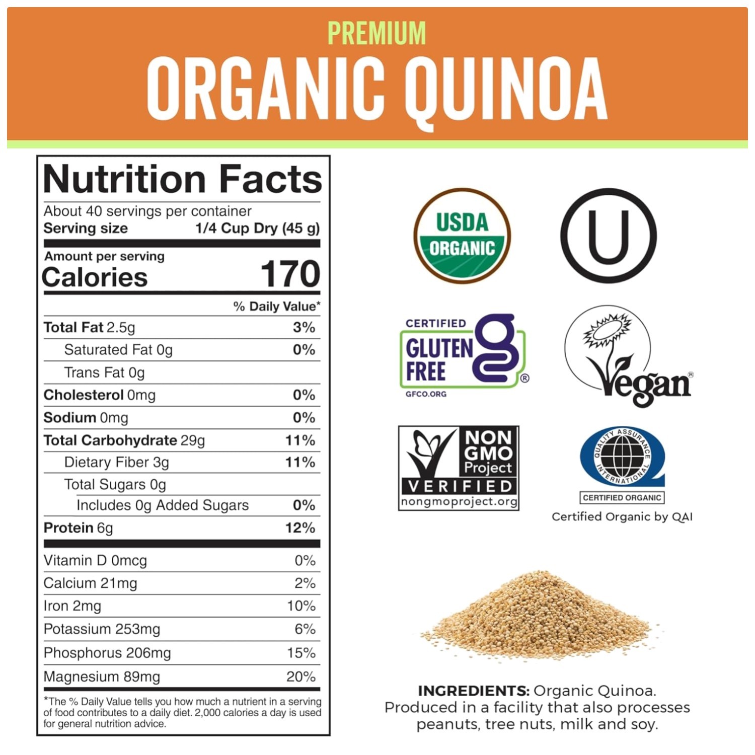 Sustituto de harina de quinua - Sin gluten, a base de plantas, 4 lb-~