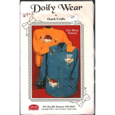 Ozark Crafts Doily Wear Sew Many Notions Applique Pattern 842 Sewing Kit Vintage