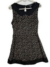 Forever 21 Black and Gold Polkadot Mini Dress Key hole back Women’s Size Med