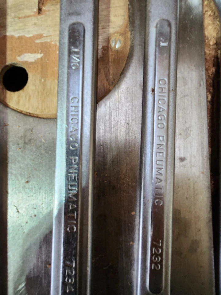 Juego de llaves neumáticas SAE Chicago 9 piezas acabado cromado usadas Foto 3 de 4