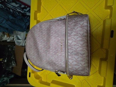 Michael Kors pink and cream monogram shimmery backpack. NWT 