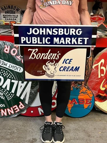 Vintage Style Metal Sign Borden Ice Cream NOT Porcelain 22x16 Made USA