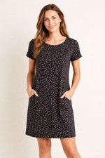 Toad & Co Pocket dress size Medium Organic Cotton Tencel Black White polka dot