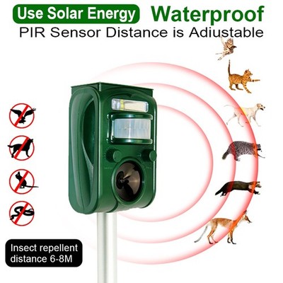 Outdoor Solar Animal Repeller Ultrasonic Pest Repellent for Dogs, Cats Squirrels