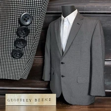 Geoffrey Beene Sport Coat Mens 46R Black White Multicolor Polyester
